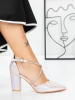 Pantofi cu Toc Gros 2YXD63 CHAMPAGNE | MEI