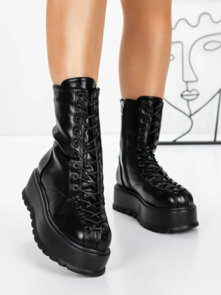Ghete Dama cu Platforma 3AL77 BLACK | MEI