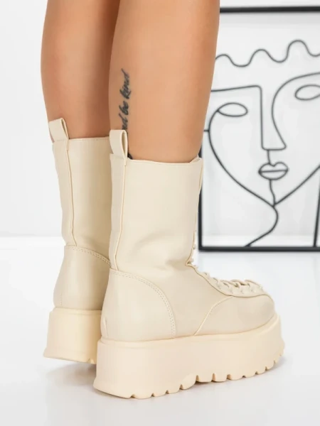 Botki na platformie 3AL77 Beżowy | Mei