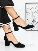 Pantofi cu Toc Gros 3XKK81 BLACK | MEI