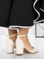 Pantofi cu Toc Gros 3XKK81 BEIGE | MEI
