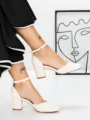 Pantofi cu Toc Gros 3XKK81 BEIGE | MEI