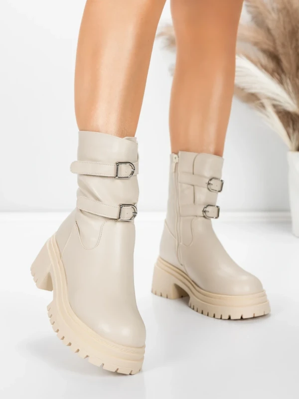 Ghete Dama cu Platforma 5W80 BEIGE | MEI