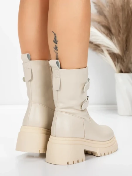 Ghete Dama cu Platforma 5W80 BEIGE | MEI