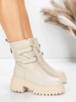 Ghete Dama cu Platforma 5W80 BEIGE | MEI