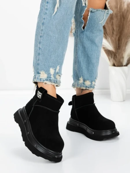 Ghete Dama din piele naturala 58W28 BLACK | PANTOFUL