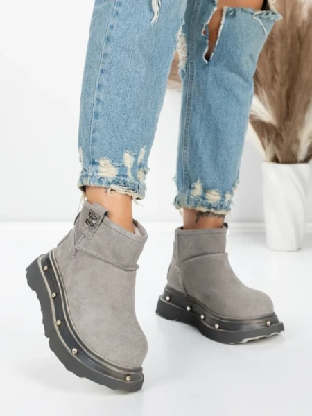 Ghete Dama din piele naturala 58W28 GREY | PANTOFUL