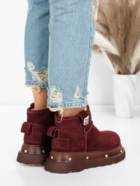 Ghete Dama din piele naturala 58W28 WINERED | PANTOFUL