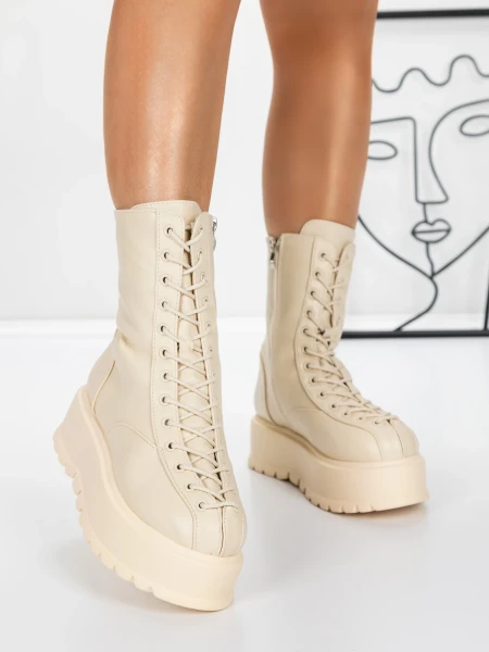 Botki na platformie 3AL77 Beżowy | Mei