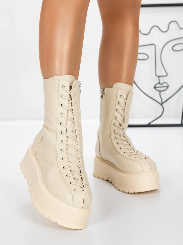 Botki na platformie 3AL77 Beżowy | Mei