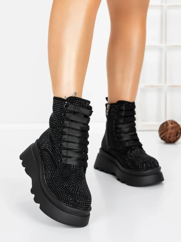 Ghete Dama cu Platforma 5WL87 BLACK | MEI