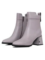 Krótkie botki z grubym obcasem K107-55-B81B Szary Jose Simon