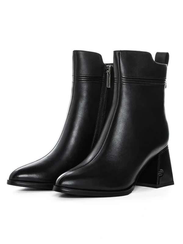 Krótkie botki z grubym obcasem K107-55-B81A Czarny Jose Simon