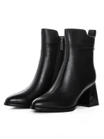 Krótkie botki z grubym obcasem K107-55-B81A Czarny Jose Simon