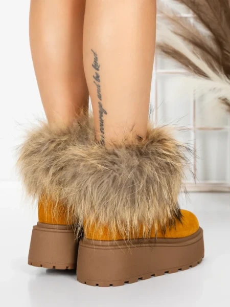 Ghete Dama din piele naturala 3ASJN73 YELLOW | PANTOFUL