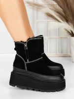 Ghete Dama din piele naturala 3ASJN75 BLACK | PANTOFUL