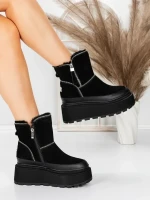 Ghete Dama din piele naturala 3ASJN75 BLACK | PANTOFUL