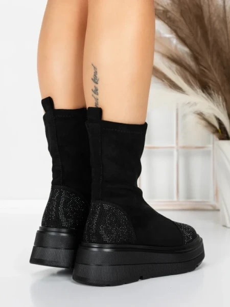 Ghete Dama cu Platforma 5AH66 ALL BLACK | MEI