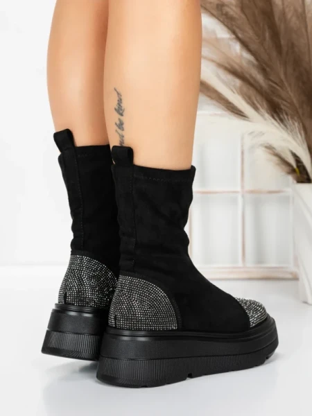 Ghete Dama cu Platforma 5AH66 BLACK-GUNCOLOR | MEI