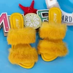 Damskie klapki LE208 Żółty | Mei