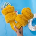 Damskie klapki LE208 Żółty | Mei