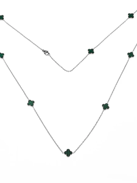 Naszyjnik YP-39 Srebrny-Zielony | Mei