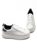 Męskie buty sportowe wykonane ze skóry naturalnej 3221 Biały-Czarny | Advancer