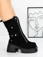 Ghete Dama din piele naturala 52AD5 BLACK | PANTOFUL