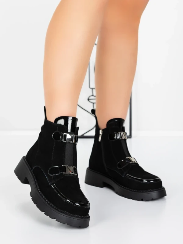 Ghete Dama din piele naturala 52AD7 BLACK | PANTOFUL