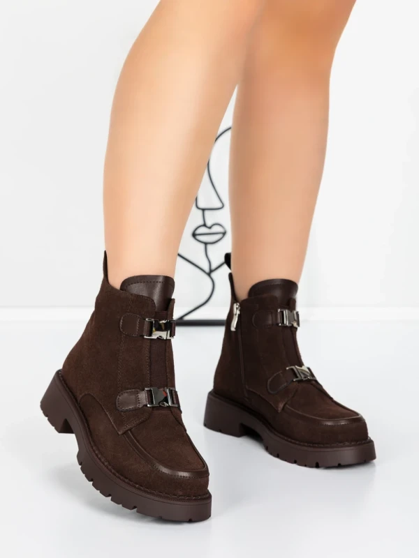 Ghete Dama din piele naturala 52AD7 BROWN | PANTOFUL