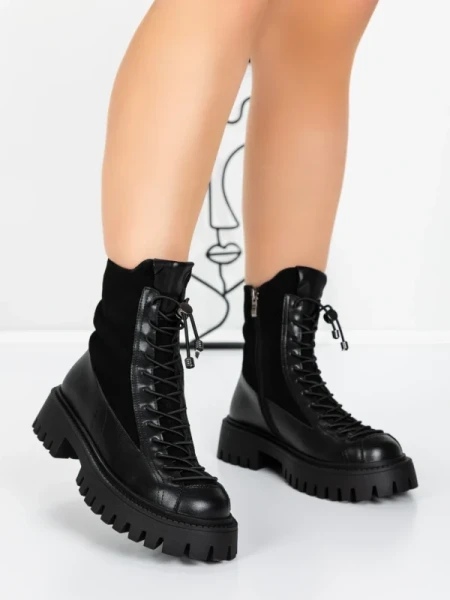 Ghete Dama din piele naturala 52AD8 BLACK | PANTOFUL