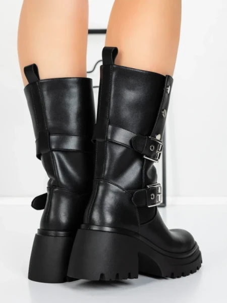 Ghete Dama din piele naturala 52AD11 BLACK | PANTOFUL