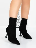 Botine cu Toc Subtire 5XKK67 BLACK | MEI