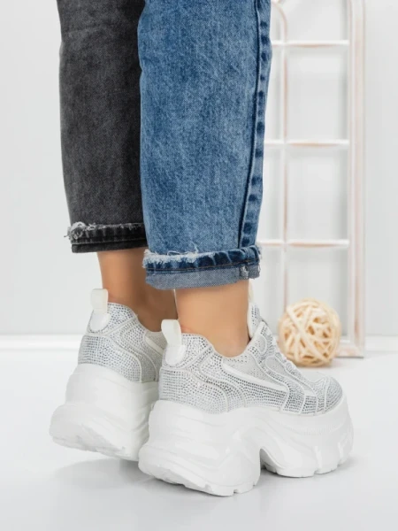 Pantofi Sport Dama cu Platforma 3561 WHITE | MEI