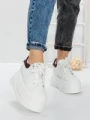 Pantofi Sport Dama cu Platforma 3592-7 WHITE-WINERED | MEI