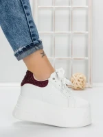 Pantofi Sport Dama cu Platforma 3592-7 WHITE-WINERED | MEI