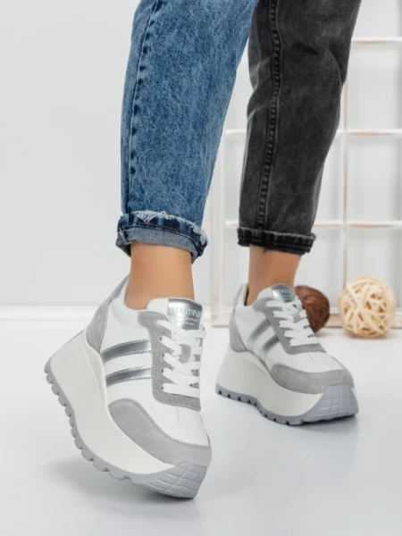 Pantofi Sport Dama cu Platforma 3596 SILVER | MEI