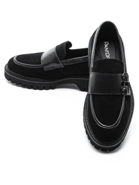 Pantofi Casual Barbati din piele naturala 5NXE66 BLACK | PANTOFUL