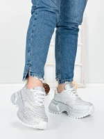 Pantofi Sport Dama cu Platforma 5WL109 WHITE | MEI