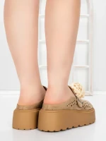 Papuci Dama cu Platforma 5WL113 KHAKI | MEI