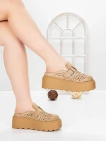 Papuci Dama cu Platforma 5WL113 KHAKI | MEI