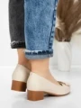 Pantofi cu toc din piele naturala 6885 CREAM | ADVANCER