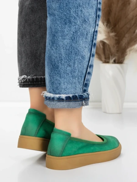 Balerini Dama din piele naturala N3301 GREEN | ADVANCER