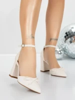 Pantofi cu Toc Gros 5XKK85 BEIGE | MEI