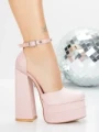 Pantofi cu Toc gros si Platforma 2SY12 PINK | MEI