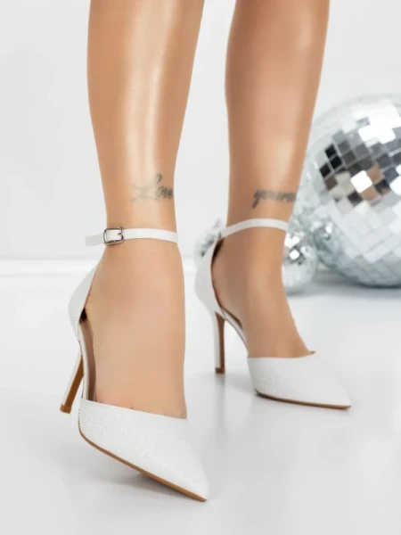 Pantofi Stiletto 5GZ86 WHITE | MEI