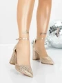 Pantofi cu Toc Gros 5XKK76 LIGHT GOLD | MEI