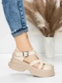 Sandale Dama din piele naturala 10668 CREAM | ADVANCER