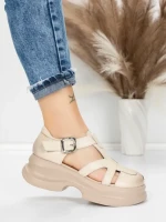 Sandale Dama din piele naturala 10668 CREAM | ADVANCER