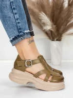 Sandale Dama din piele naturala 10668 KHAKI | ADVANCER